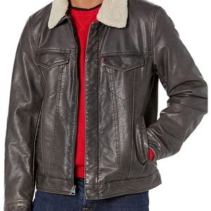 Levi's Faux Leather Sherpa Lined Trucker Jacket